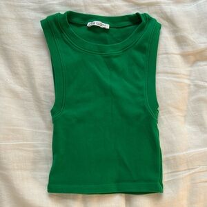 ZARA Green Fitted Tank Top